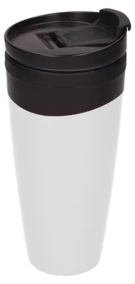 Obrázek produktu pro Izolovaný hrnek "Gusto" 350 ml - Termo hrnek na cesty vyrobený v Německu z dvoustěnného plastu - Opakovaně použitelný hrnek na kávu s víčkem bez BPA - Bílý