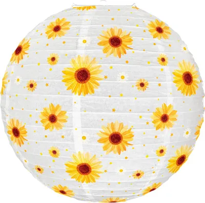 Produktbild von 25,4 cm große Papierlaternen mit Sonnenblumenmotiv, Blumendruck, runde Hängelaterne für das chinesische Frühlingsfest, Valentinstag, Hochzeiten, Geburtstage, Dekoration
