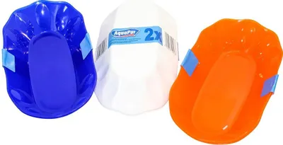 Produktbild von 6 Stück Pommesschalen aus Kunststoff in 2 Farben gemischt je 3 STK. Blau und 3 Orange 20 x 11, 5 cm