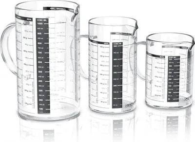 Messbecher-Set aus Borosilikatglas 350/500/1000 ml mit Deckel