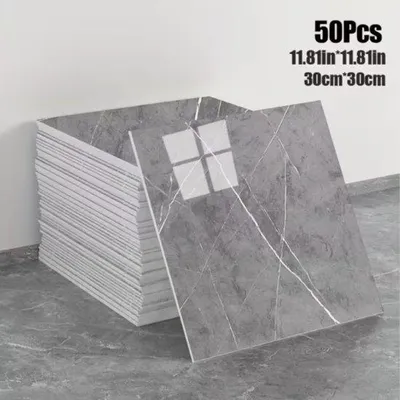 Image de Lot de 50 carreaux muraux 3D à motif marbré – Panneaux muraux autocollants en mousse pour mur de fond, salle de bains et salon