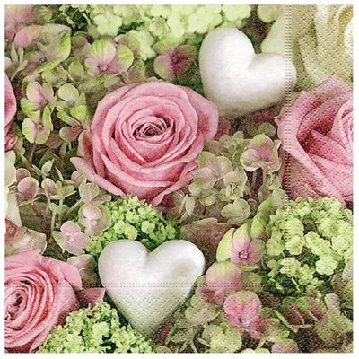 Produktbild von Lunchservietten Design "Herzen und Rosen"