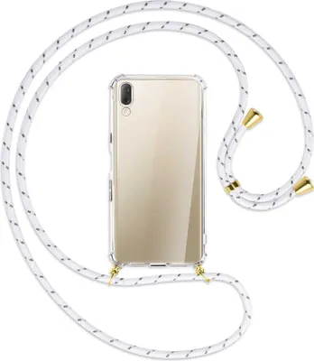 Produktbild von Handykette Backcover-Schutzhülle mit Band (Metall goldfarben) für Sony Xperia L3 - weiß/grau