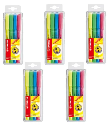 Zdjęcie produktu dla Zestaw zakreślaczy w etui, zawierający 4 sztuki. Opakowanie zawiera 5 sztuk