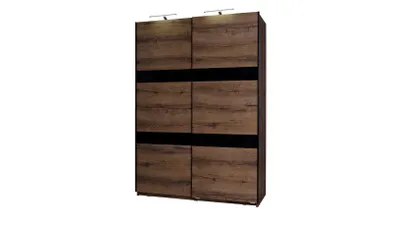 Produktbild von Kleiderschrank mit Schiebetüren DOON – Breite 150 cm, Eiche monastery / schwarz glänzend