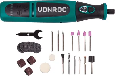 Produktbild von Vonroc Mini Multifunktionswerkzeug 8 V - Rotierend - Inklusiv 24-teiliges Set