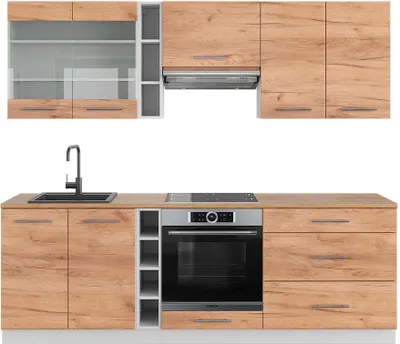 Produktbild von Küchenzeile Vicco Fame-Line Goldkraft Eiche/Weiß 235 cm , AP Eiche, Model 42151