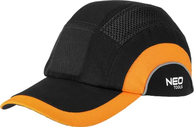 Produktbild von NEO TOOLS Baseballmütze – Herren- und Damen-Baseballmütze - Flache Mütze - Elegante Herren-Baseballmütze – Schwarz und Orange mit Verstärkung