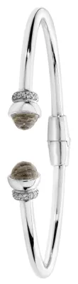 Image de Jonc Torque Femme Plaqué Rhodium Argent fin 925 avec Cristal, Oxyde de Zirconium - 3mm, 7 Grammes; TRS22113