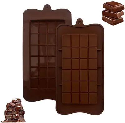 Produktbild von Silikonische Formen für Chocolade, Süßigkeiten, Eis und Eiswürfel - 2 Stück - Silikon - 2 Stück