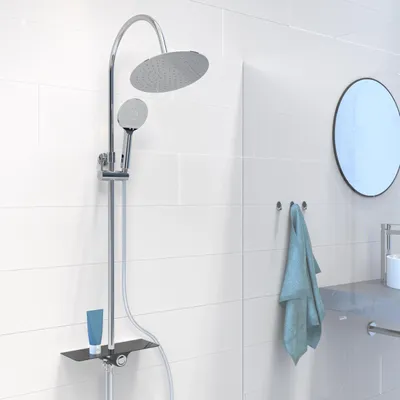 Produktbild von SCHÜTTE Duschset AQUASTAR, Edelstahl Regendusche ohne Armatur, Duschsystem mit Ablage, Dusche Chrom/Anthrazit