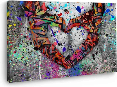 Produktbild von Wandbild Leinwandbild Herz aus Händen Graffiti Kunstdruck XXL Wanddeko: 120x80x2cm