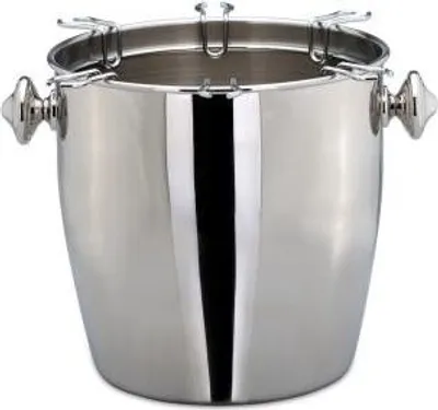 Produktbild von Champagnerkühler, Flaschenkühler glatt poliert, inklusive 6-er Champagnergläser-Halter H 24,0 cm D