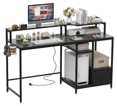 Immagine prodotto di Scrivania salvaspazio con supporto per monitor e spazio contenitivo
