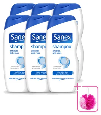 Productafbeelding van 6 x Sanex Anti-roos shampoo - met kamille en tarwe-eiwit - 250 ml - voordeelverpakking - 6 stuks