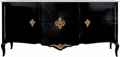 Produktbild von Casa Padrino Luxus Barock Sideboard Schwarz / Gold / Weiß - Edler Massivholz Schrank mit 3 Türen - Barock Hotel & Schloß Möbel - Erstklassische Qualität -  Italy