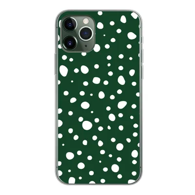 Produktbild von MuchoWow® Handyhülle Schutzhülle Hülle für iPhone 11 Pro Polka dots - Weiß - Grün Silikon Softcase Handy Hülle - Handy