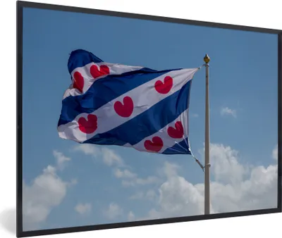 Produktbild von MuchoWow® MuchoWow® Gerahmtes Poster Friesland - Friesische Flagge - Himmel 90x60 cm - Poster mit zchwarzem Bilderrahmen - Fotorahmen - Foto-Plakat