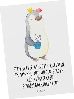 Produktbild von Mr. & Mrs. Panda Grußkarte Stiefmutter Expertin - Weiß - Geschenk, Postkarten, Familie, Ansichtskarte, Kunstkarten, Stiefkind, besonders, Ansichtskarten, Postkarte