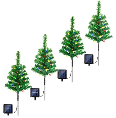 Obrázek produktu pro Vigevee Solární vánoční osvětlení, sada 4 kusů, vánoční stromečky o výšce 50 cm, s 80 LED diodami, 8 režimů, stupeň krytí IP65, vhodné pro zahradu a chodníky