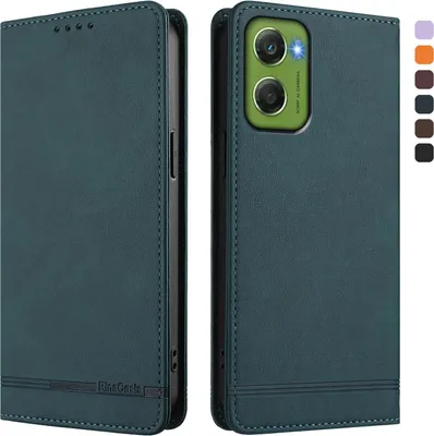 Produktbild von Hülle für Motorola Moto G06, Retro Kunstleder Ständer Klapphülle mit Kartenfächer und Magnetische Grün