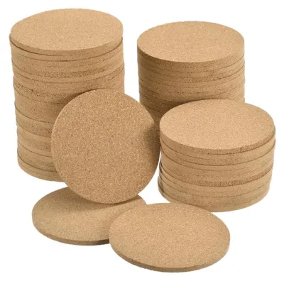Zdjęcie produktu dla Zestaw 60 podstawek pod szklanki, okrągłe, wykonane z korka, średnica 100 mm