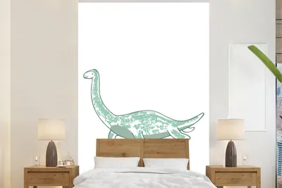 Produktbild von MuchoWow® Fototapete für Wohnzimmer oder Schlafzimmer Wandtapete Vinyl Motivtapete Kinderzimmer - Plesiosaurier - Dinosaurier - Junge - Mädchen - Kind - 145x220 cm - Kindertapete - Wanddekoration