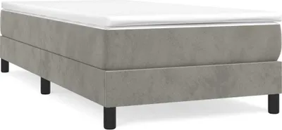 Zdjęcie produktu dla Łóżko Kontynentalne, Jasnoszare, 100X200 Cm, Obite Aksamitem Lumarko!