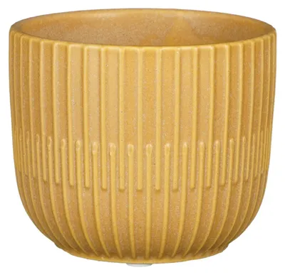 Produktbild von Mica Decorations Pflanztopf - ockergelb - gestreift - D10 x H9 cm