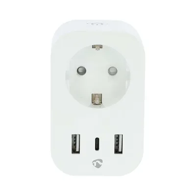 Produktbild von Nedis SmartLife Smart Stecker - IP21 - Leistungsmesser - 3680 W - Type F (CEE 7/7) / 1x USB-C / 2x USB - 0 - 55 °C - Android / IOS - Weiss - 1 Stück
