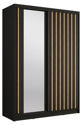 Image de Armoire KAZU 2 portes coulissantes avec miroir gris graphite 155 cm
