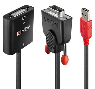 Produktbild von Lindy 38184, 0,2 m, DVI-D, VGA (D-Sub) + USB, Weiblich, Männlich, Nickel