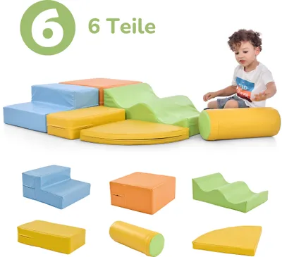 Produktbild von Fortuna Lai 6-TLG. Softbausteine, Bausteinset, Schaumstoffbausteine zum Toben & Klettern, Riesenbausteine, weiche Bauklötze für Kinderzimmer und Kindergarten, Kunstleder, Bunt（A）