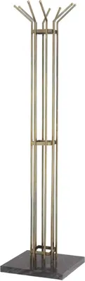 Produktbild von Casa Padrino Luxus Garderobenständer Vintage Messing / Schwarz 38,5 x 38,5 H. 165,5 cm - Edelstahl Kleiderständer mit Marmorsockel - Garderoben Möbel - Luxus Möbel - Luxus Einrichtung