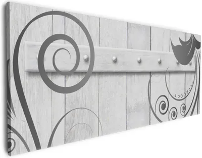 Produktbild von Wallario Premium Leinwandbild Graue Holztür mit Schnörkelmuster in Größe 60 x 150 cm