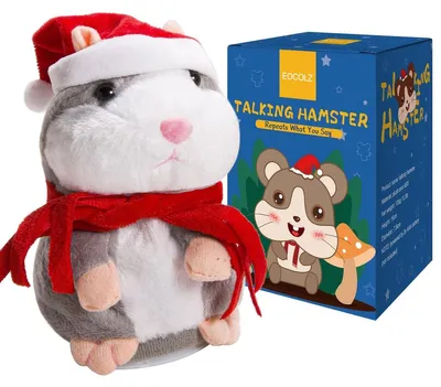 Produktbild von Sprechender Hamster Plüsch Kuscheltier Interaktives Spielzeug - Wiederholt Gesagtes - Bewegt den Kopf - Batteriebetrieben