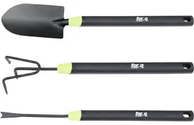 Produktbild von Hochbeetgeräte Set for_q inkl. Grubber, Blumenkelle und Unkrautstecher
