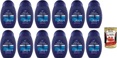 Produktbild von Felce Azzurra Doccia Shampoo Uomo Cool Blue Tonificante Shower gel. Duschbad Energetisierendes Duschgel und Shampoo mit erfrischendem Duft für Männer12x 250ml + Italian Gourmet polpa 400g