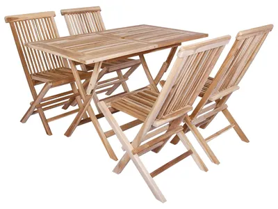 Obrázok produktu pre Sada záhradného nábytku, 5 kusov, prírodné masívne drevo, teak