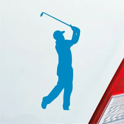 Produktbild von Auto Aufkleber Golfer Golf Minigolf Sport WGC PGA 10x4 cm Hellblau Sticker Heckscheibenaufkleber