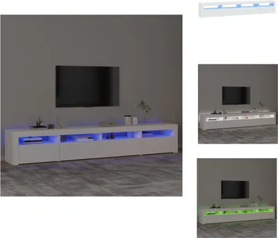 Image de vidaXL Armoire TV avec lampes LED Blanc 240x35x40 cm - Meuble TV
