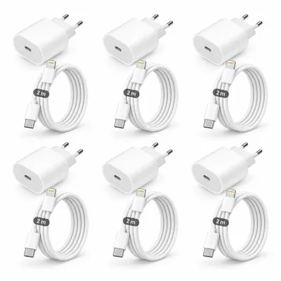 Produktbild von 6x iPhone Lightning Ladegerät 20W Schnellladegerät mit Lightning Kabel – Lightning Ladeset für iPhone 14 13 12 11 X XR XS SE Pro Max Mini