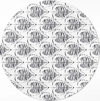 Produktbild von Boho-Blätter regelmäßiges Muster – Vinyl Fußmatte – Ø 140cm – Rutschfest – Pflegeleicht & Langlebig