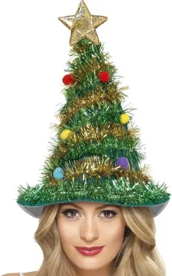 Produktbild von Geschmückter Tannenbaum Weihnachtshut grün-bunt - Einheitsgröße