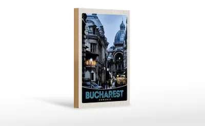 Produktbild von Holzschild Reise 12x18 cm Bukarest Rumänien Stadt Architektur