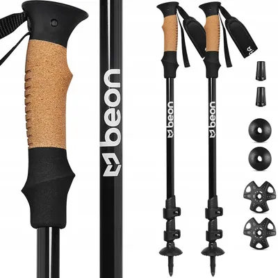 Produktbild von Verstellbare Trekkingstöcke Beon Pro Black mit Cork Grip Griff BEKTPBL