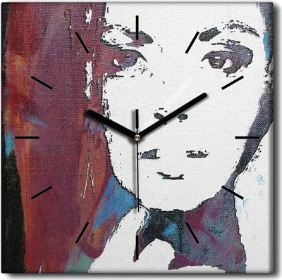 Produktbild von Coloray Uhr auf Leinwand 30x30 cm Wand Uhr Dekoration Wohnzimmer Segeltuch schwarze Hände -Gesichtsfrauportrait.