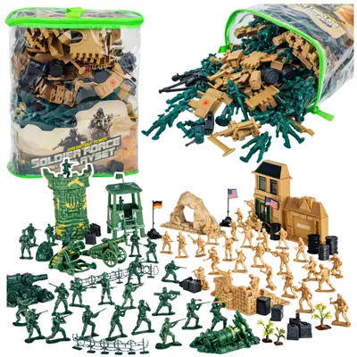 Produktbild von Militärstützpunkt-Figuren, Soldaten, Fahrzeuge, großes Militär-Set, 400-tlg.