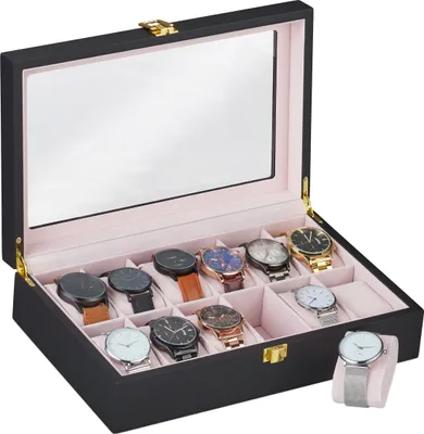 Produktbild von relaxdays Uhrenbox mit 12 Fächern