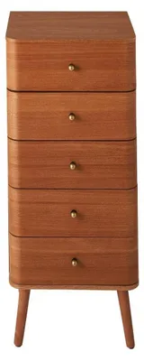 Image de CALICOSY - Chiffonnier 5 tiroirs avec façades aux bords arrondis H100 cm KARL